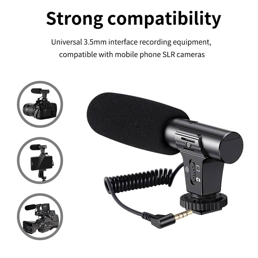Microfono per Fotocamera per registrazione Audio nel video cavo retrattile  Plug and Play compatibile con smartphone e videoconferenze - R.B. Super  Store