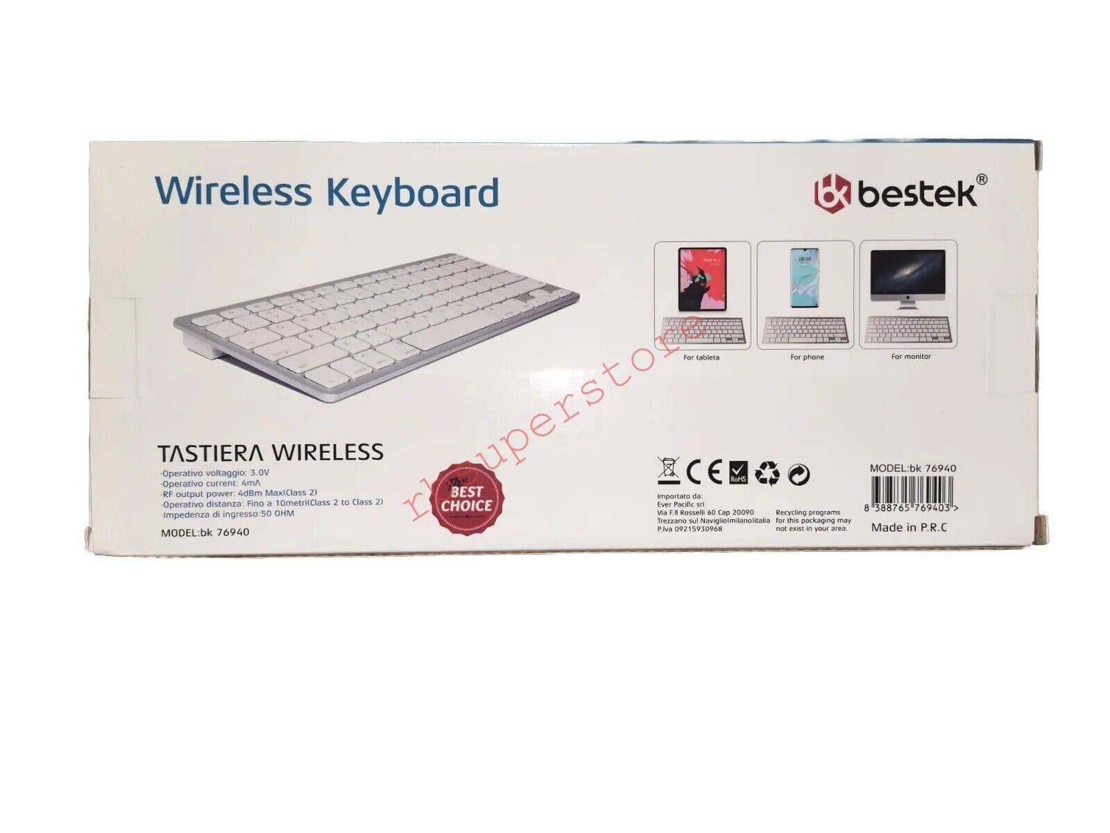 TASTIERA WIRELESS KEYBOARD PORTATILE LEGGERA PER PC TABLET SMARTPHONE -  R.B. Super Store